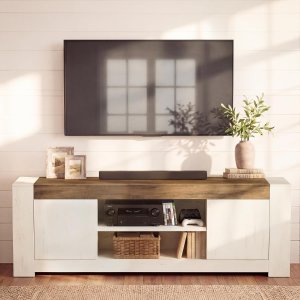 VASAGLE ULTV624W201S 电视柜 80英寸 复古白棕