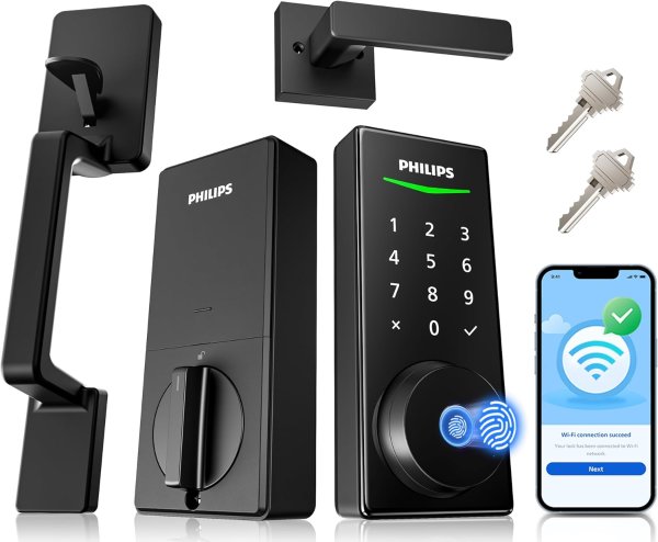 Smart Door Lock Fingerprint WiFi Matte Black