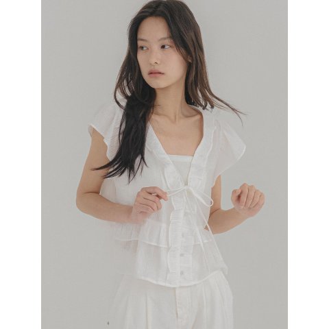 TILLIDIE V-Neck Ruffle Blouse TISU08BL01