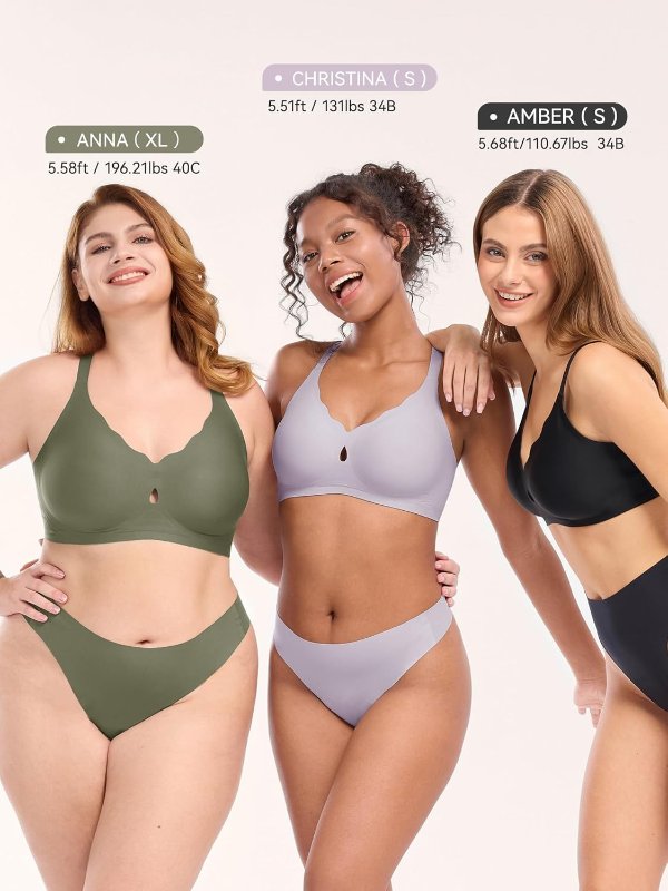 LUCKMEEY Wireless Wave Push Up Seamless Bra Full Coverage