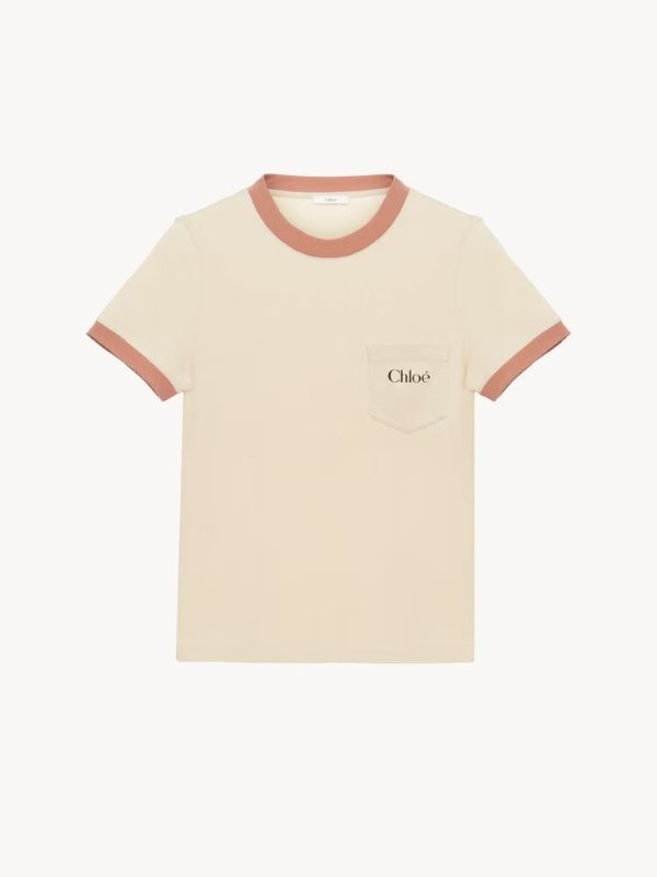 Cotton Crew-neck Logo T-Shirt Beige