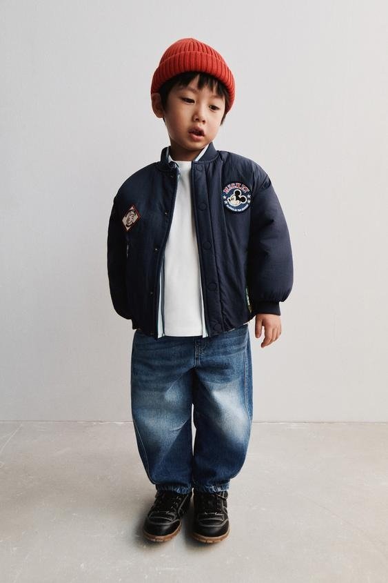 Disney Mickey Mouse Patch Bomber Jacket Blue