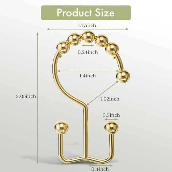Amazer Stainless Steel Shower Curtain Hooks 12 Pack
