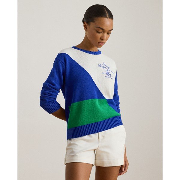 Color-Blocked Cotton Sweater