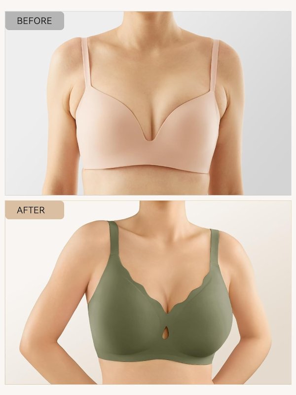 LUCKMEEY Wireless Wave Push Up Seamless Bra Full Coverage