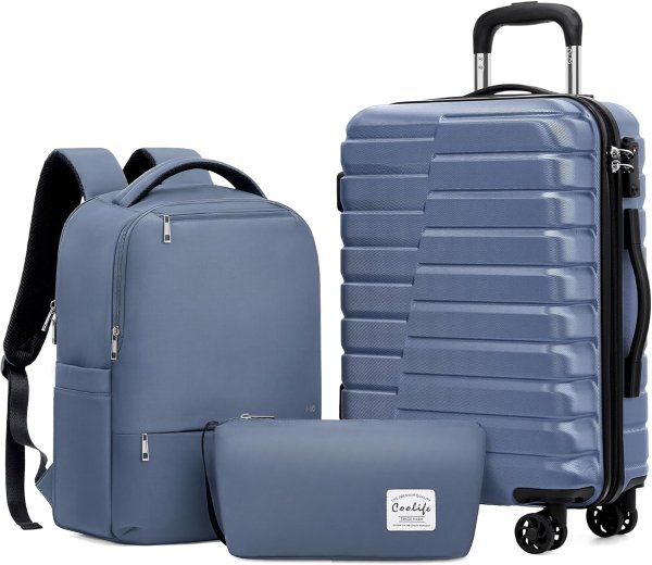 Coolife Luggage Set 20in Blue