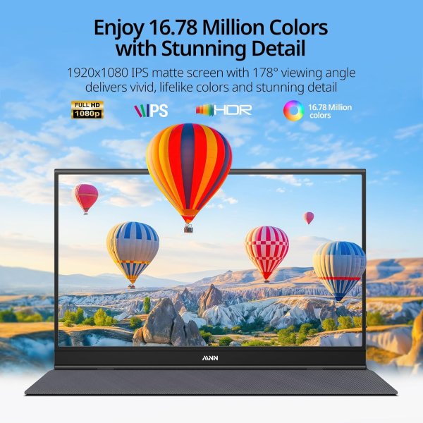 MNN Portable Monitor 15.6 Inch 1080P Ultra-Slim IPS