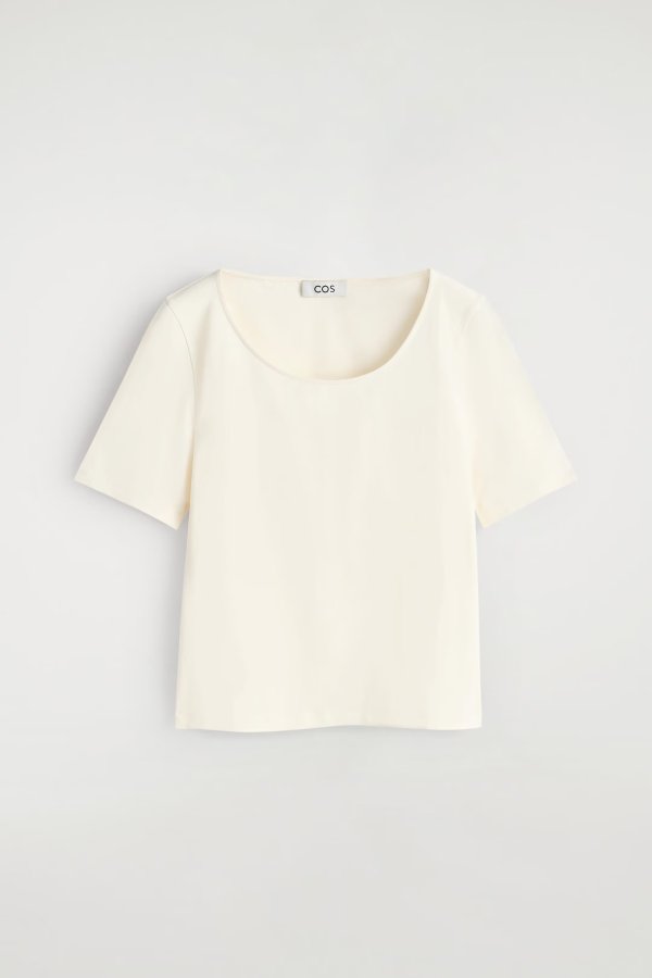Slim Cotton Scoop-Neck T-Shirt Ivory