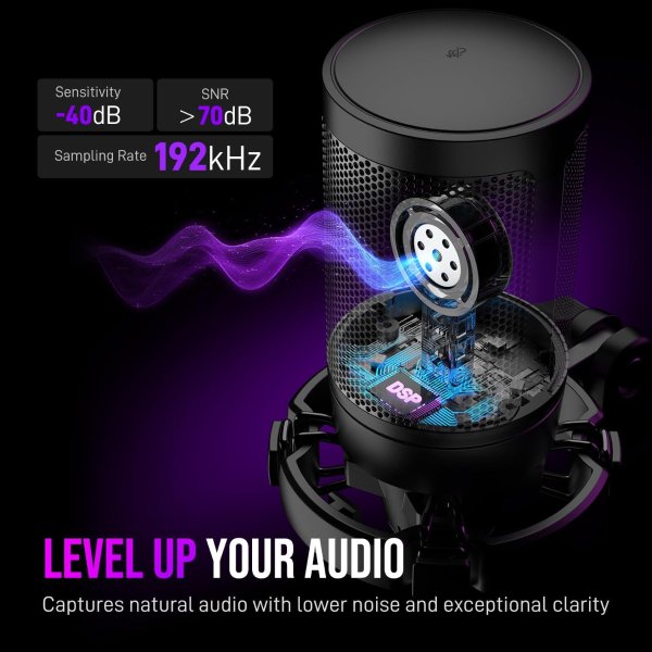 FIFINE AmpliGame A6T USB RGB Microphone for PC
