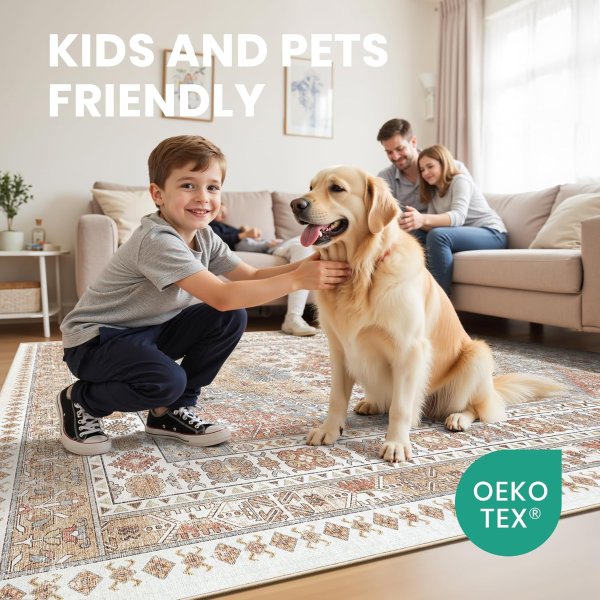 zesthome Ultra-Thin Anti-Slip Area Rug 5x7ft Orange