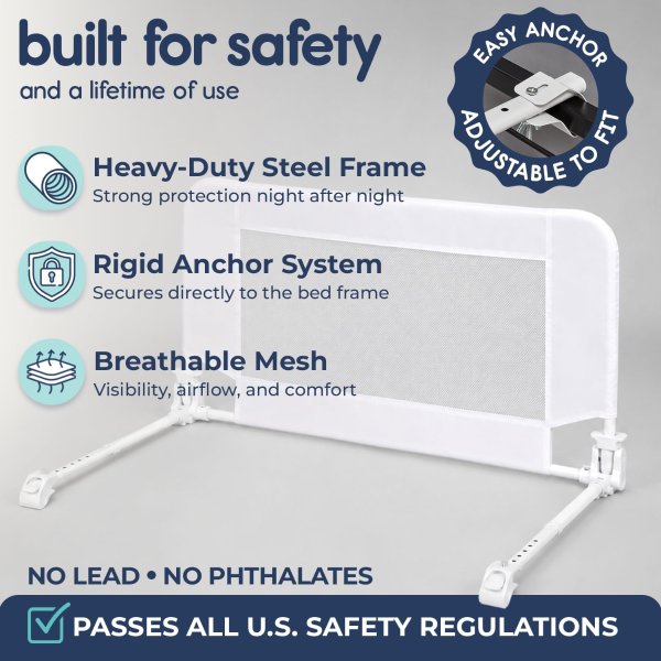 Convertible Crib Bed Rail Reinforced Safety