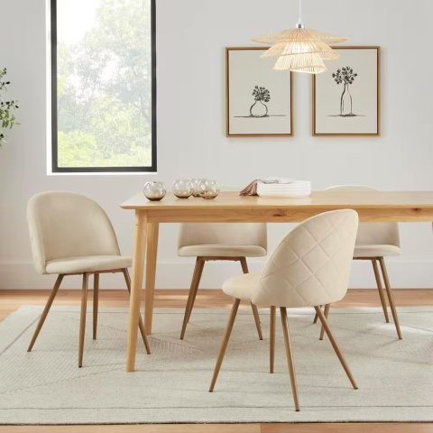 Colsted Upholstered Dining Chairs Biscuit Beige Set of 2