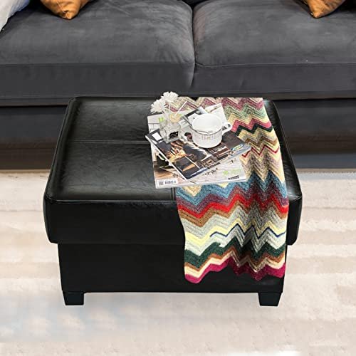 GLAXYFUR Folding Storage Bench PU Leather Black 23.6in