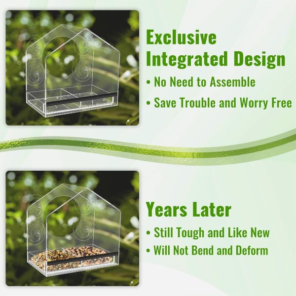 Clear Window Bird Feeder Removable Tray