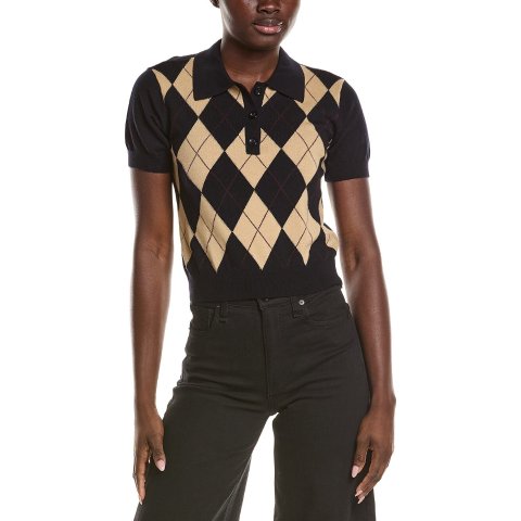 FRAME The Argyle Wool-Blend Polo Sweater