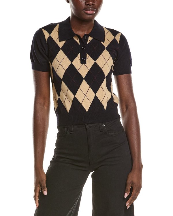FRAME The Argyle Wool-Blend Polo Sweater