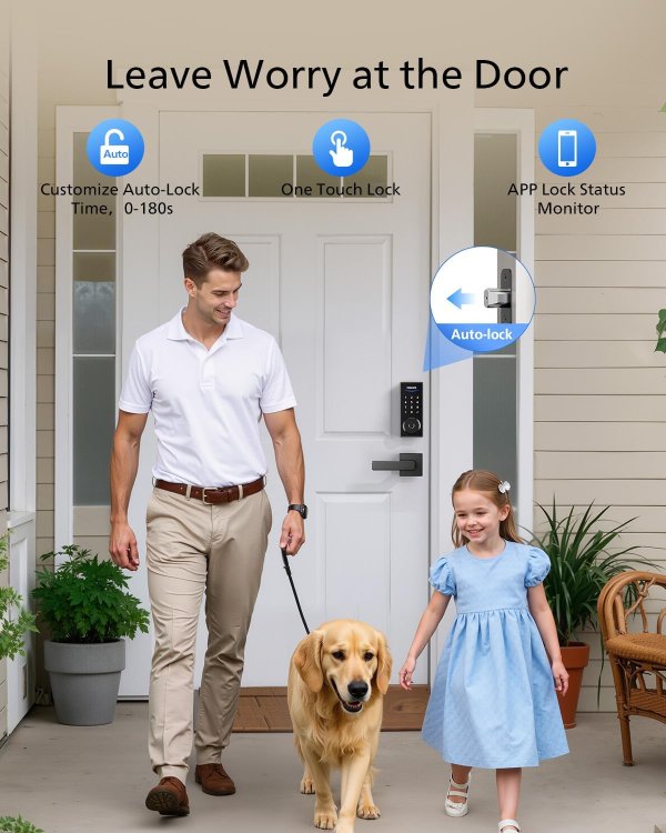 Smart Door Lock Fingerprint WiFi Matte Black