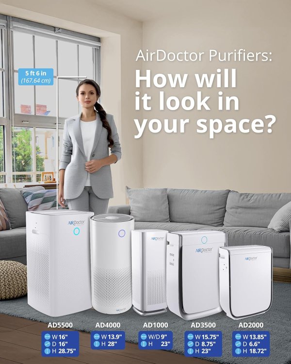 AIRDOCTOR AD1000 HEPA空气净化器 285平方英尺