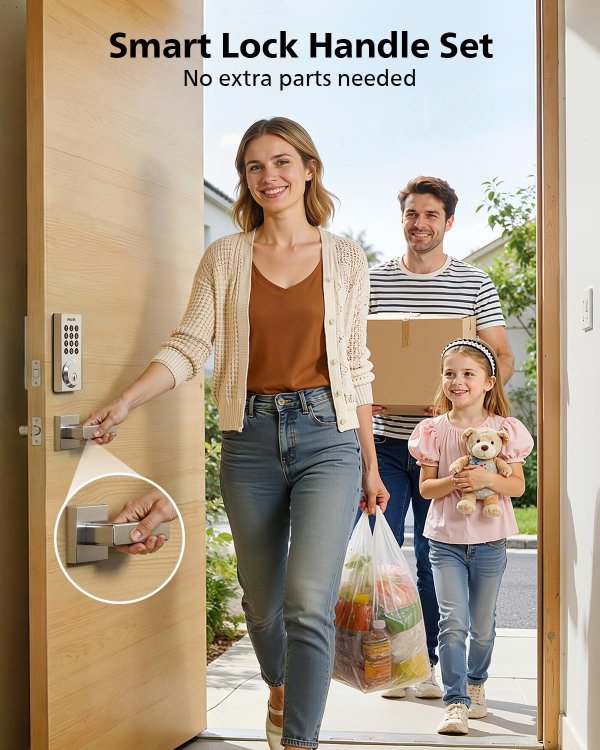 WiFi Smart Door Lock with Handle IP54 Waterproof