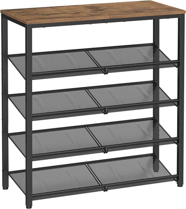 5-Tier Shoe Rack ULBS038K01 Honey Brown Black