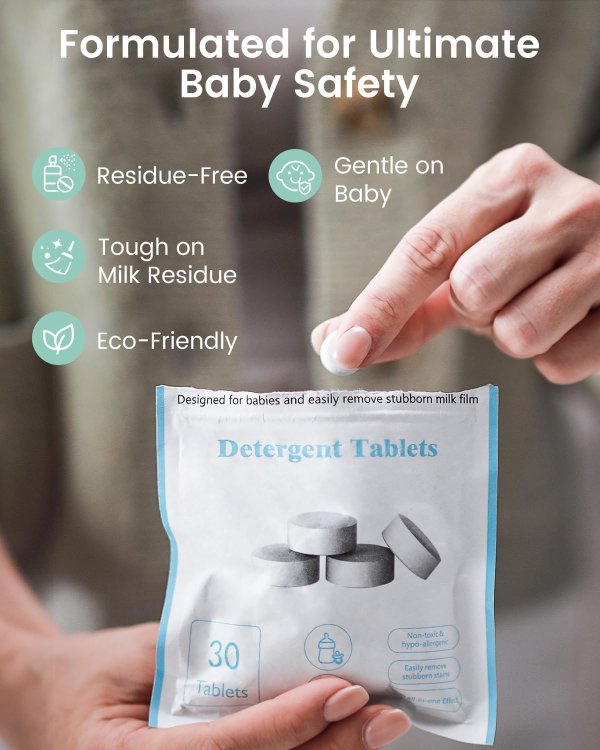GROWNSY Detergent Washing Tablets 130 Count Baby Bottle Compatible