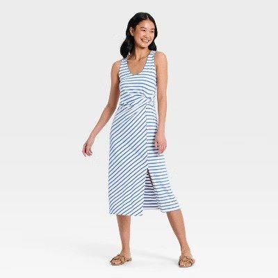 A New Day Blue Tie-Front Midi Dress S