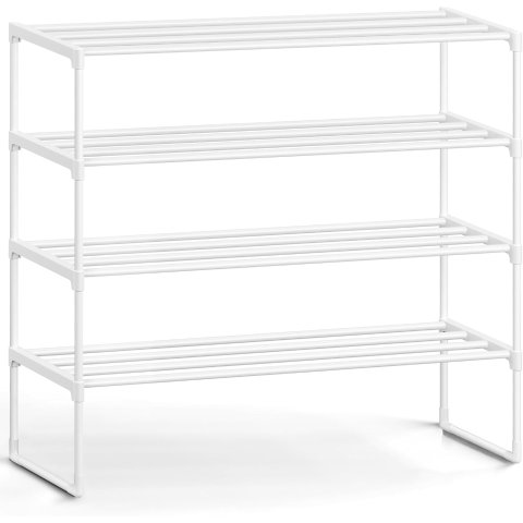 Shoe Rack ULSA014WK01 4-Tier Metal Pearl White