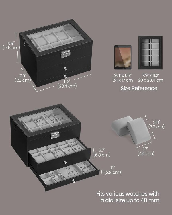 UJWB036B101 黑色皮质20表位手表盒