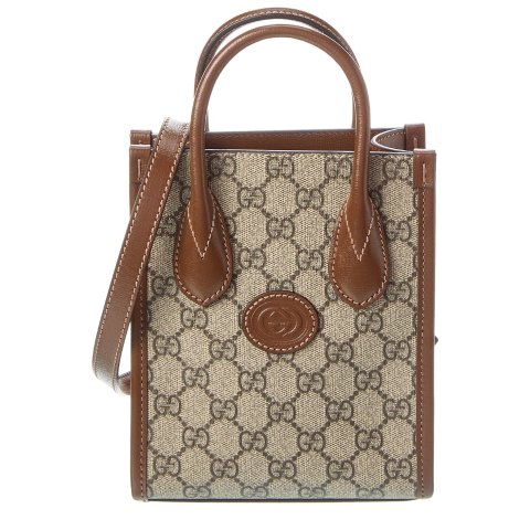 GucciMini GG Supreme 皮革托特包