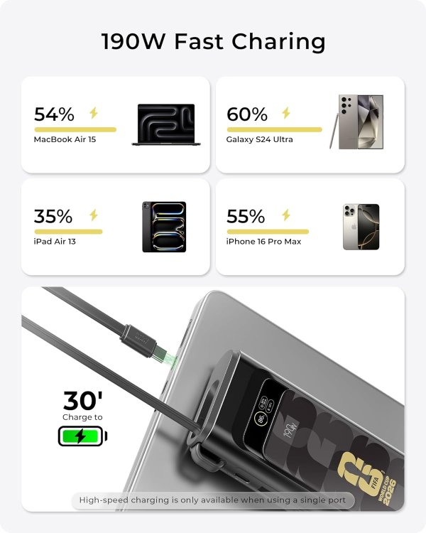 FIFA 190W 20000mAh 黑色笔记本移动电源