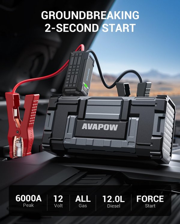 AVAPOW 6000A Portable Car Jump Starter 12V