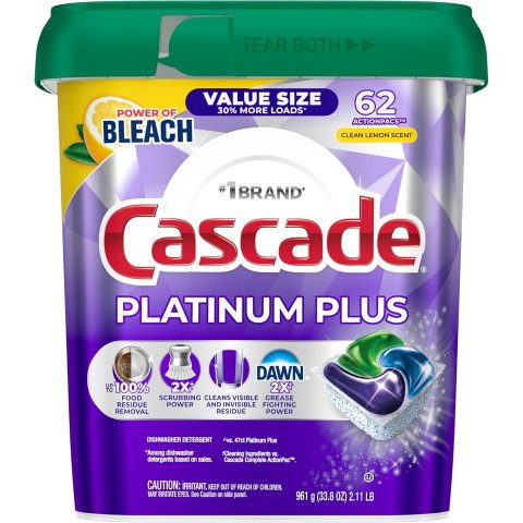Platinum Plus Dishwasher Pods Lemon Scent 62 Count