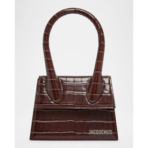 Le Chiquito Moyen Croc-Embossed Leather Top-Handle Bag