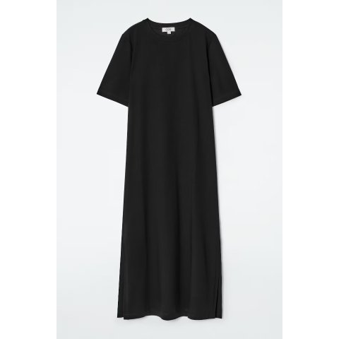 Cotton Midi T-Shirt Dress Black