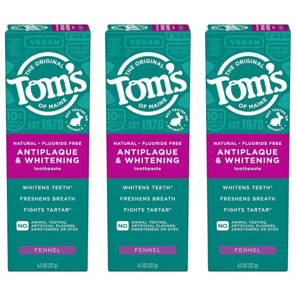 Tom’s of Maine 小茴香牙膏 无氟 3支装