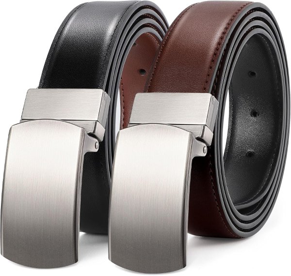 JASGOOD Men's Leather Reversible Belt 1.3 Inch