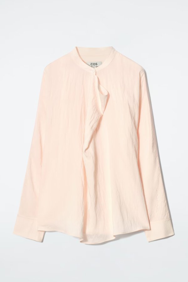 Draped-Panel Blouse Apricot