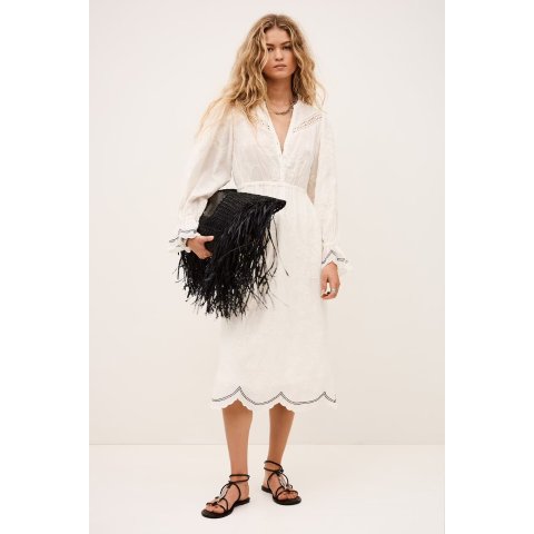 BA&SH Prisco Jacquard Midi Dress Off-White