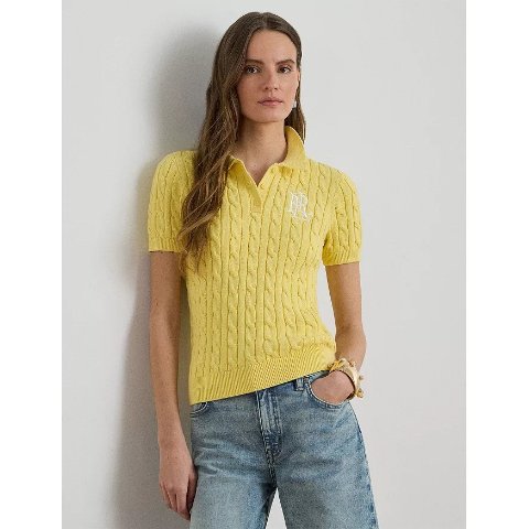  Cable Knit Polo Sweater Women