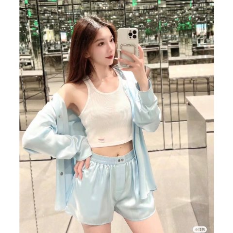 alexander wang 罗纹短款背心 白色