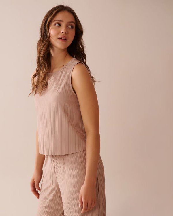 La Vie En Rose Pleated Cami Beige