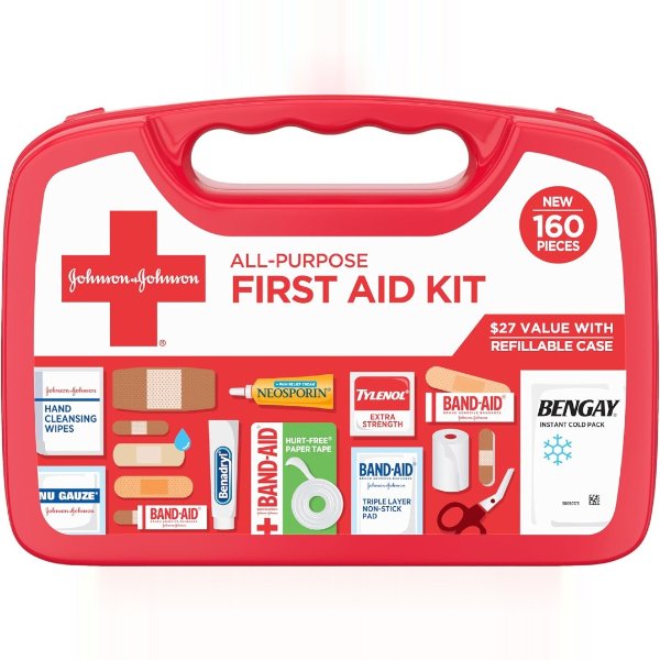 BAND-AID Portable First Aid Kit 160 Pieces