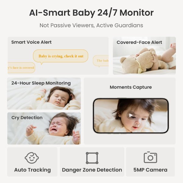 Monai 3K UHD 婴儿监视器 6倍变焦