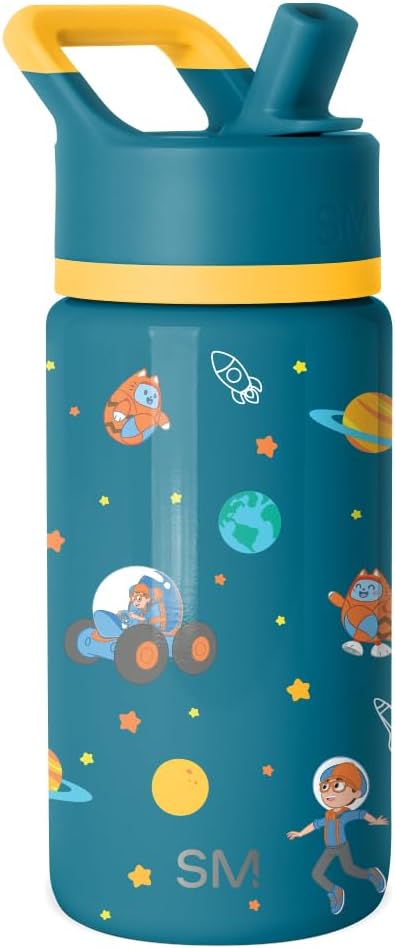 Amazon.com: Simple Modern Blippi Kids Water Bottle with Straw Lid | 14oz Insulated Stainless Steel Kids Tumbler &amp; Spill Proof Toddler Cup for School, Girls, Boys | Summit | Blippi Space: