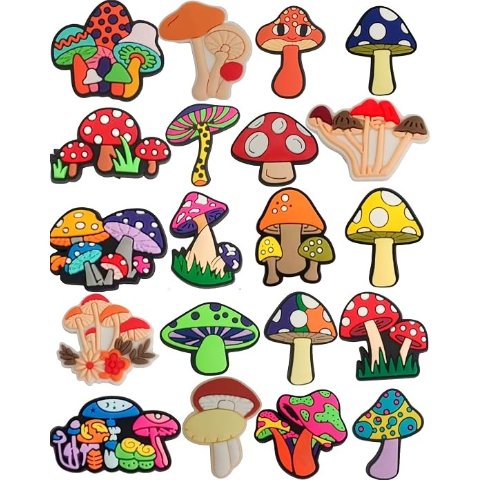 Mushroom Shoe Charms 20 PCS PVC
