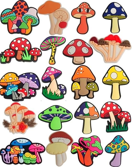 Mushroom Shoe Charms 20 PCS PVC