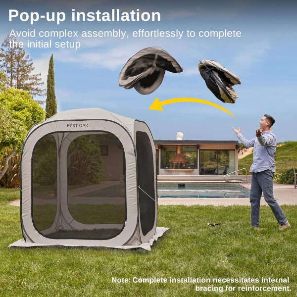 East Oak Pop Up Screen Tent 6x6 FT Mosquito Net Beige