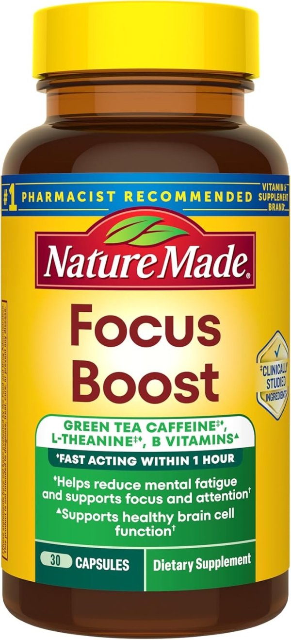 Focus Boost Green Tea Caffeine Capsules 30 Count