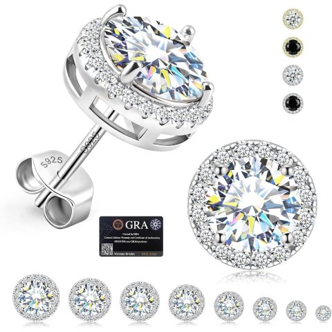 S925莫桑钻耳钉 金色 0.2CT