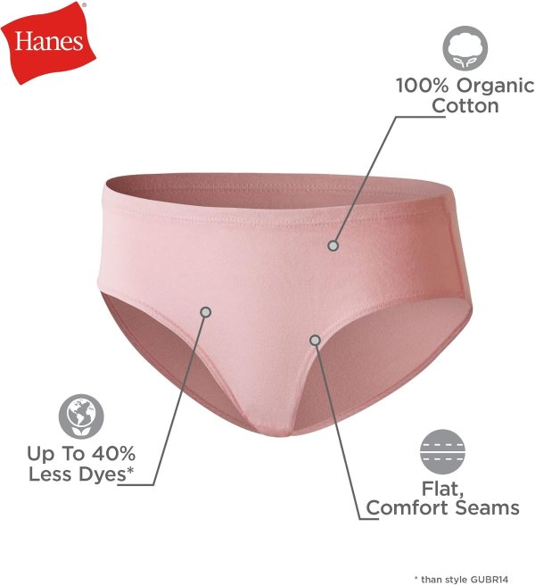 Hanes Girls' Organic Cotton Underwear 8-Pack